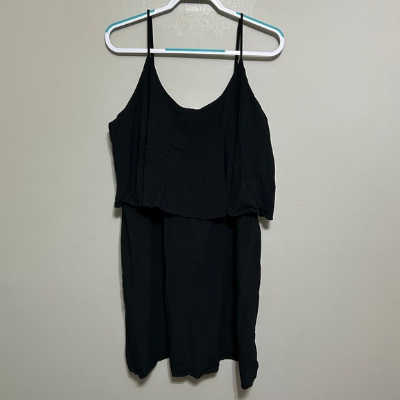Old Navy Black Dress XXL Spaghetti Strap Ruffle Layered Tiered Mini Beach Casual - Picture 1 of 7